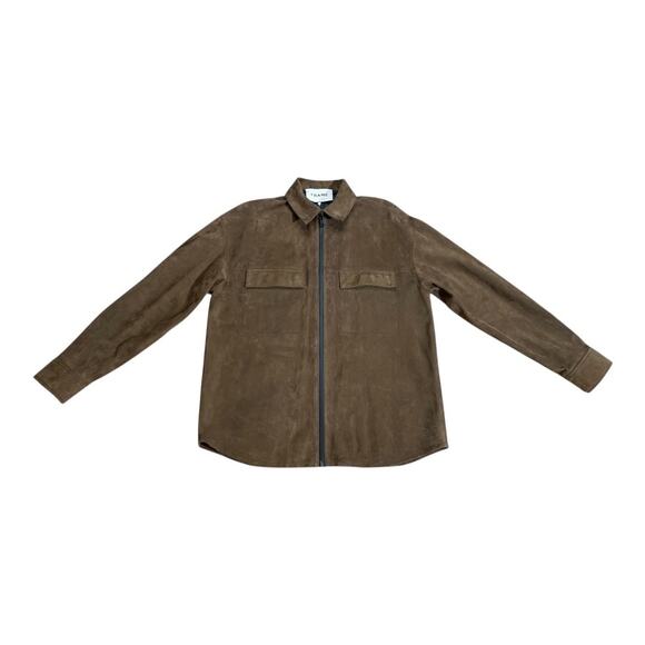 Frame Denim Men's Brown Lambskin Suede Shacket Shirt + Jacket Small